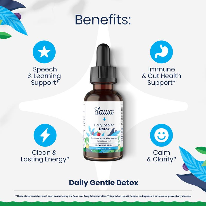 Dawa Zeolite Detox Liquid Drops - (5-in-1) Natural Daily Cleanse | With Blue Spirulina, Soursop & MCT | Energy, Mental Clarity, & Immune Support