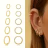 Women's Fashion Stainless Steel Hoop Shape Earrings Set, 5 Pairs Small Circle Design, Suitable for Cartilage Helix Piercing, Thin Round Ear Rings, Earring Jewelry, Ear Accessories, Hoop Earring Sets