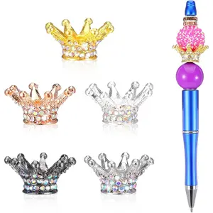 Household daily necessities 5 Pcs Pen Toppers, Crown Focal Beads for Pens, Rhinestone Crown Spacers for Beaded Pens, Rhinestone Focal Spacer Bead, Beadable Pen Fancy Beads, DIY Craft Bead for Beadable Jewelry Making Accessories