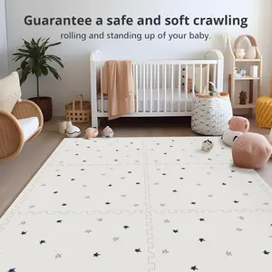 Foam Baby Play Mat PIGLOG 72”x 48” Interlocking Floor Mats for Kids with Star Pattern, Easy to Clean, Suitable for Indoor and Outdoor Playrooms
