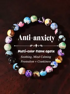 Boho Fire Agate Crystal Beaded Bracelet, Handmade Anxiety Protection Jewelry, Unisex Fashion Accessory for Daily Wear & Energy Healing Gift, Exquisite Trendy Bracelet