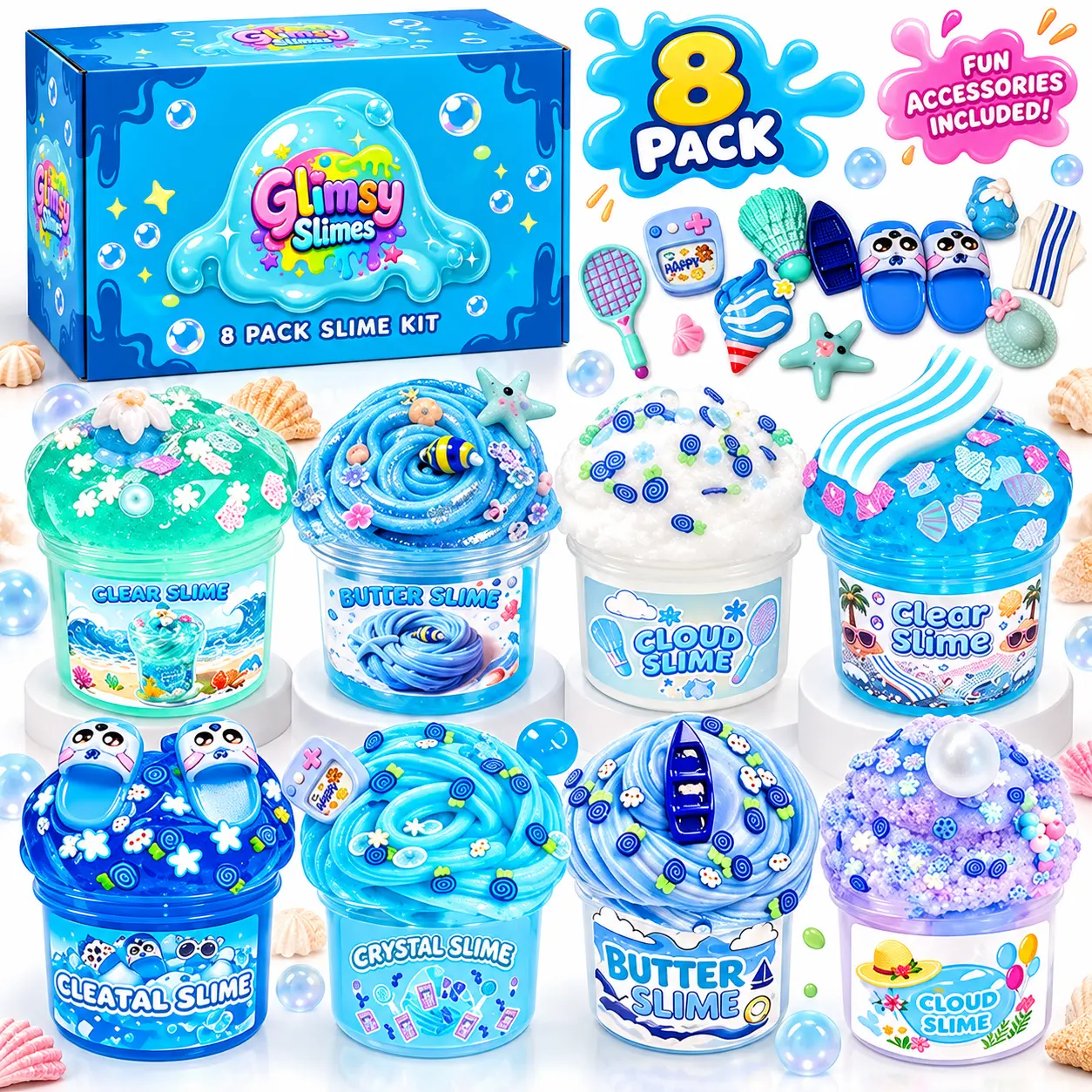Halloween fall Gifts 8 Pack Butter Slime Kit ,Super Soft Stretchy Non-Sticky, Birthday Gifts for Girls and Boys, Stress Relief Toy