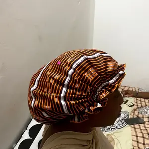 African print hair protective bonnet with satin
