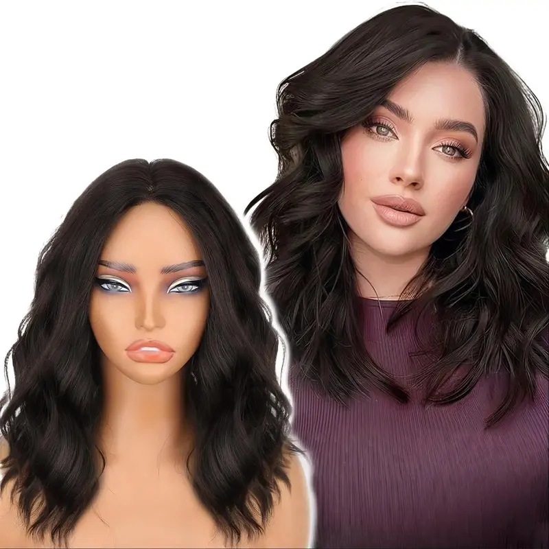 Sohochic AISI HAIR 14-Inch Synthetic Material Lace Front Wig - Glueless Body Wave Bob, Pre-Cut Lace Hairline Middle Part, Adjustable Strap, Heat Resistant, Natural Feel for Daily & Party Use, Blonde Chemotherapy Wig, Heat Resistant Wigs