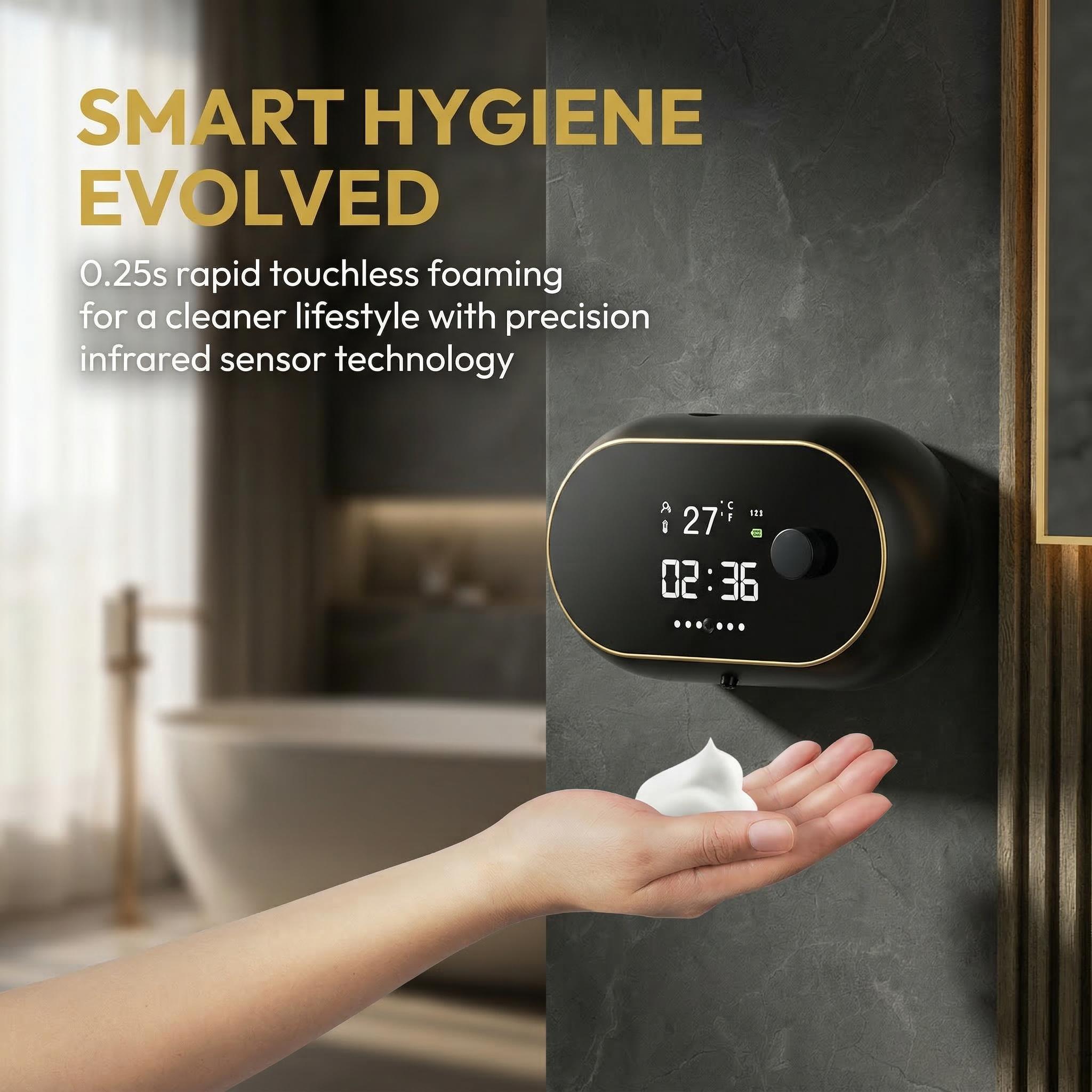 Automatic Soap Dispenser Foam Bathroom - Wall Mount Rechargeable Touchless Adjustable Smart Electric Dispenser with Clock/March Madness/Spring Break - Hygienic Solution for Kitchen/Bathroom