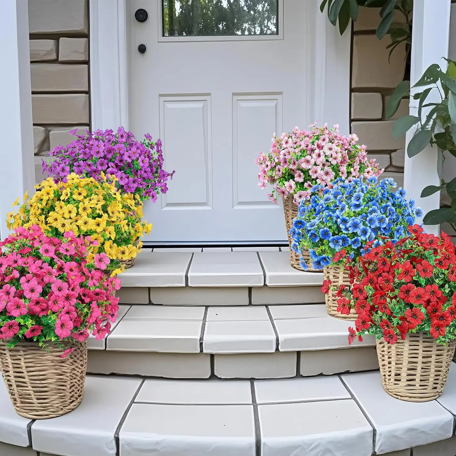 Ouddy Decor 24 Bundles Artificial Flowers for Outdoors Fake Silk