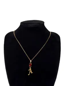 January 18K Gold Plated Necklace with Crystal Birthstone and Personalized Letter Pendant