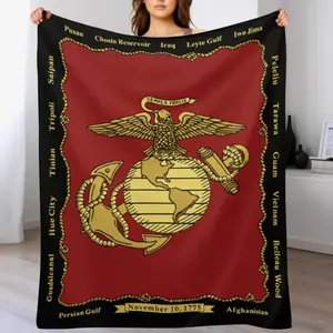 USMC Eagle Globe Anchor Throw Blanket, Semper Fidelis Patriotic Fleece for Veterans, Marine Corps Inspired Blanket, Perfect for Memorial Day, 4th of July & Veterans Day Gifts for Men , Dad, Friends ，Veterans Day G