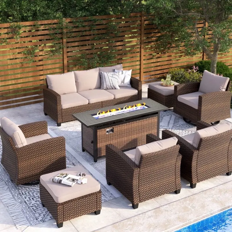 8PCS Rattan Patio Furniture Set Outdoor furniture Set Patio Conversation Set