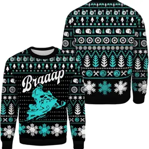 Braaap Snowmobile Ugly Christmas Sweater, Custom Sport ugly sweater, Snowmobile shirt for men and women Black