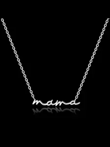 Women's Stainless Steel Necklace, Mama Letter Pendant Chain Jewelry Gift for Mom, Casual Daily Wear Accessory for Women, Initial Necklace
