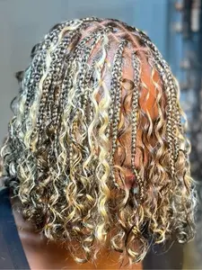 Elegant full lace boho braided wig for women, Lace Braiding Wig, high temperature fiber, knotted seamless multi-color curly synthetic hair with Christmas Halloween party wig options