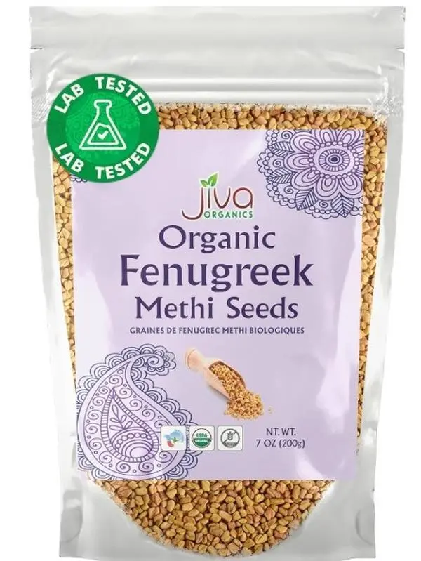 Jiva OrganicsJiva Organic Fenugreek Seeds 7 Ounce – Non-GMO, Gluten Free, All Natural Fenugreek Spice – Organic Fenugreek Seeds for Hair Growth, Cooking & Sprouting - Methi Seeds for Methi Dana Water - Raw & Natural, Product of India