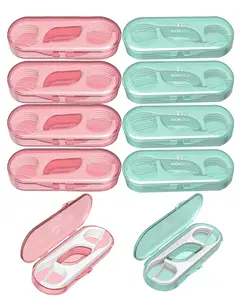 10 Pieces Travel Dental Floss Case-Micro Floss ToothPicks-Portable Flosser Picks Cases Contains Floss Stick 100 Count Sealed Storage for Teeth Cleaning (Green+Pink)