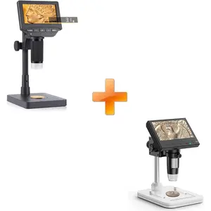 EDM4C  Microscope with Scale:4.3" Digital Microscope with Adjustable LED+ Microscope, LCD Digital  Microscope 1000x