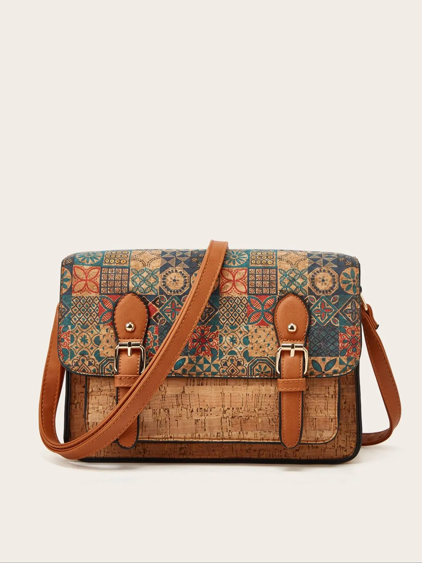Vintage Chic Floral Geometric Print Fashion Shoulder Bag, Women's Bohemian Multifunction Casual Messenger Bag for Vacation, Travel, and Daily Use, Versatile Shoulder Bags