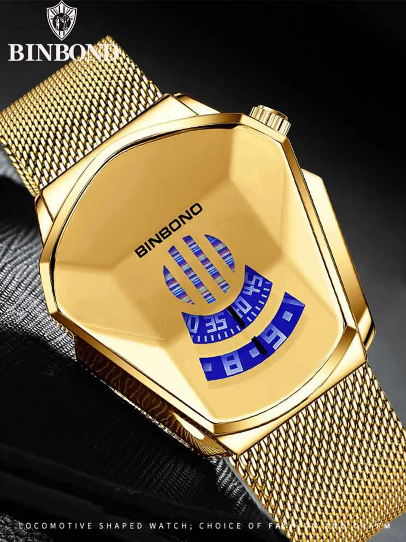 Binbono Motorcycle Style Men's Watch, No-Pointer Second Dial Timer, Cool Personalized Quartz Watch, Trendy and Unique Design, Quartz Digital Watch