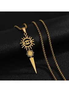 Evil Eye Sun Necklace & Earring Duo | Streetwear Edgy Jewelry, Multi-Color Options for Unisex