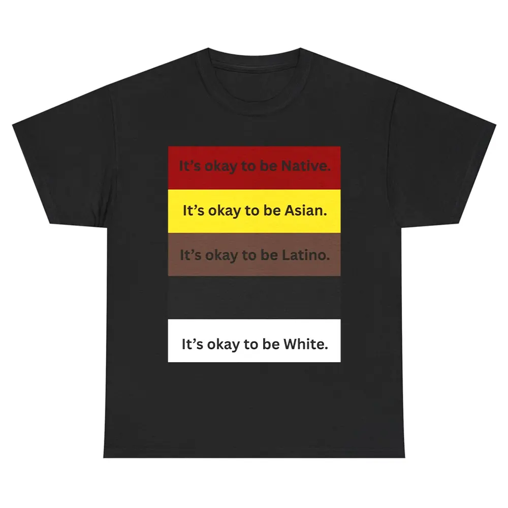Men's Short-Sleeve Casual Graphic Print T-Shirt - Menswear Tops, Native Asian Latino White Equality Slogan Tee, All Seasons, Machine Washable, Medium Cut Multicultural Statement, Round Neck