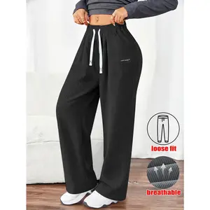 Women’s Corduroy Wide Leg Pants – High Waisted Elastic Waist Loose Fit Lounge Trousers for Casual, Travel & Everyday Streetwear