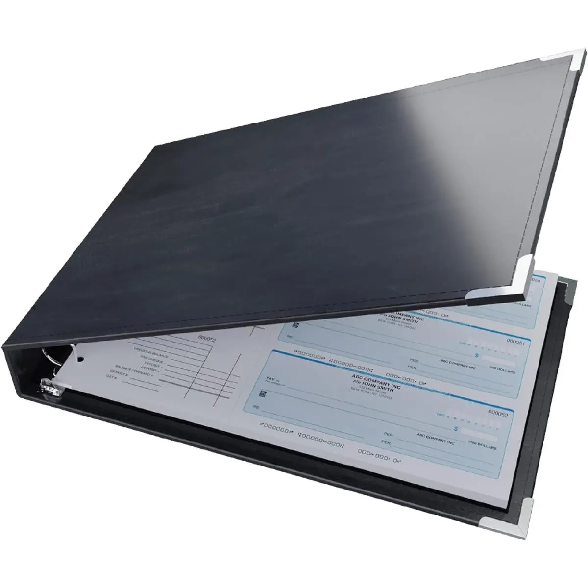 212 MAIN 3UPAM-01 3-Up US Check 7-Ring Vinyl Cash Storage Binder - Black Cover, Secure Hold, Document Organizer Binder, Receipt Organizer for Business