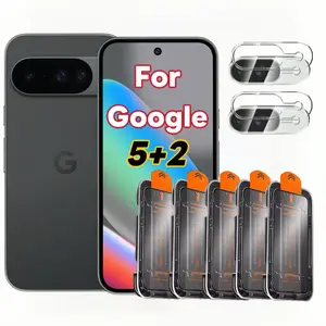5+2 Pack Protective Privacy Screen Protector for Smartphone Google Pixel 10 9 Pro Xl 8 7 6 9a 8a 7a 6a, Tempered Glass, Ultra-Sensitive Fingerprint Support, Bubble-Free