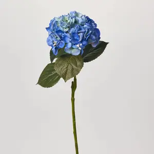Real Touch Blue Faux Garden Hydrangea Bloom Single Long Stem Spray - 25"