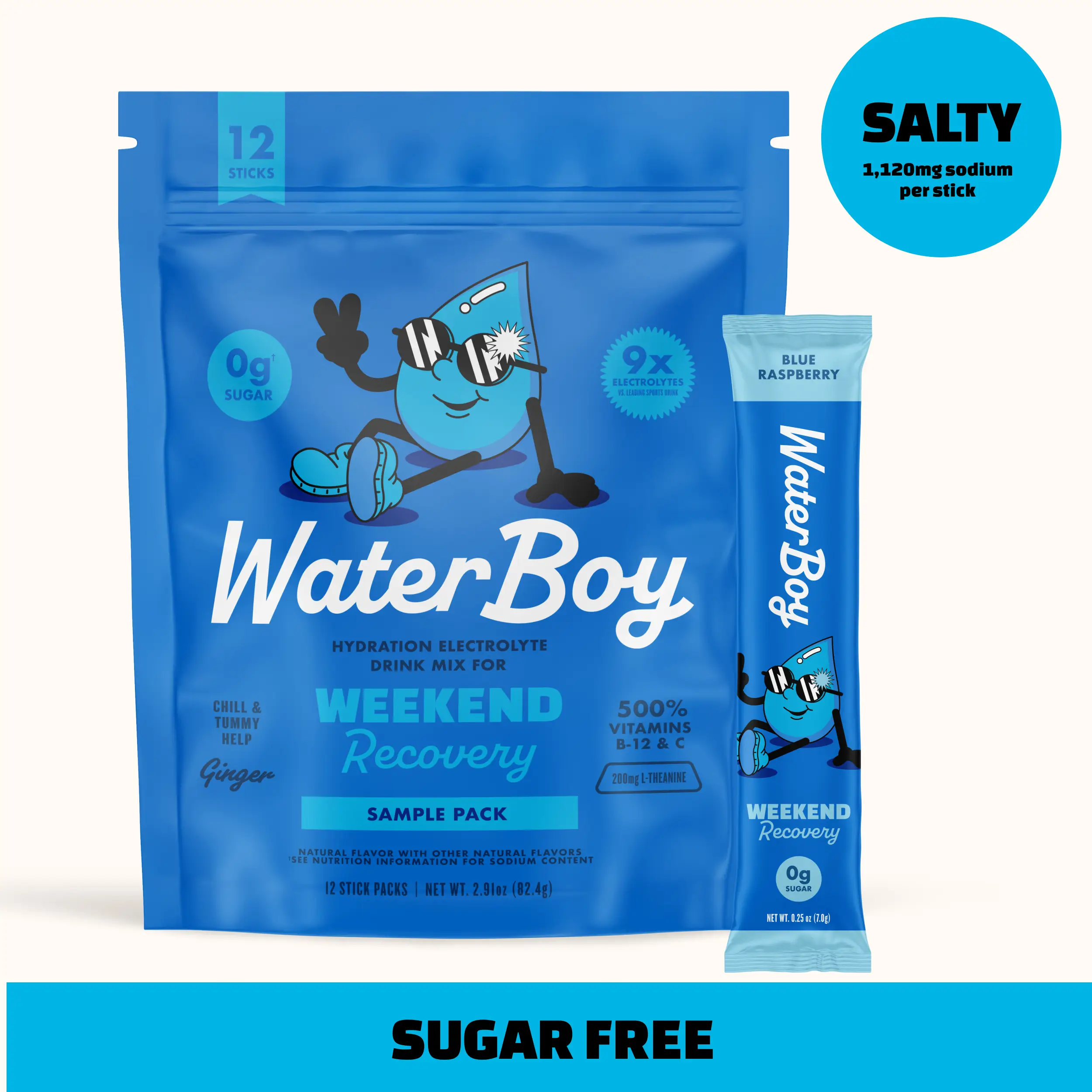 Waterboy Weekend Recovery | 9x Electrolytes & Sugar Free | Plus L-Theanine, Ging...