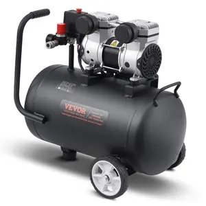 VEVOR Air Compressor, 8 Gallon Steel Tank, 1HP 2.2 CFM90 PSI Oil Free Air Compressor Max. 120PSI Pressure, 80dB Ultra Quiet Portable Compressor, for Auto Repair, Tire Inflation, Spray Painting
