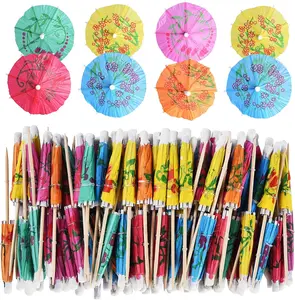 ALINK Cocktail Drink Umbrella Picks, 144 pcs Cocktail Umbrellas for Drinks, Mini Paper Drink Umbrellas Toothpicks for Luau Parasols Hawaiian Tiki Party Decorations