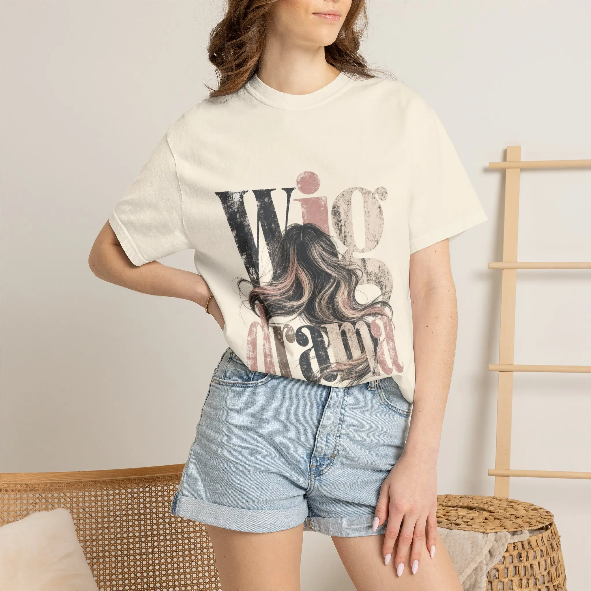 Wig Drama T-shirt | Hair Illustration Typography Tee