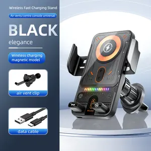 【SummerVibes】15W Wireless Charging Car Phone Holder F18 Electric Induction Opening Closing Horizontal Vertical Rotation Air Vent Mount for Apple Android Phones magnetic 360 rotating 15W Fast Charging