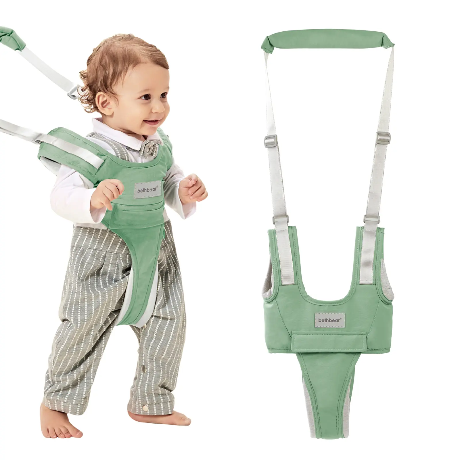 Upgraded Cotton Toddler Harness - Adjustable Safety Waist Belt, Handheld Assistant Belt, Secure Walking Aid for 7-24 Month Old Infants, Upgraded Toddler Harness