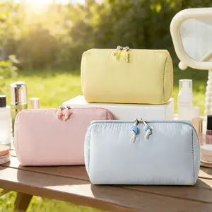 Portable Segmented Makeup Bag, Daily Travel Coin Wallet, Lipstick Box, Travel Cosmetic Organizer, Compact Inner Pocket, Macaron Colors