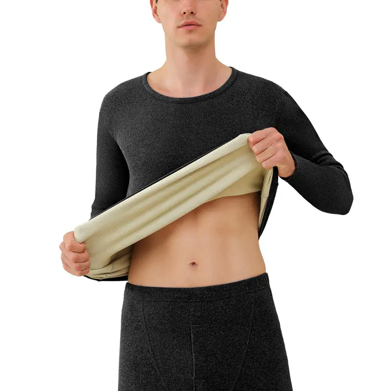 Men's Winter Thermal Fleece Lined Long Johns Warm Underwear Top+Pants 2PC Set