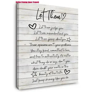 2D flat wrapped farme wall deocr,set of1 Let Them Inspirational Wall Art Framed, Mental Health Wall Decor, Motivational Positive Affirmations Canvas Wall Art Prints for Home Bedroom Living Room Office,ready to hang