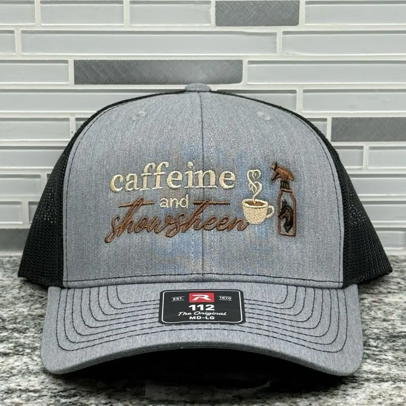 Caffeine & Showsheen Horse Embroidered Hat | Equestrian | Dressage | Eventing | Custom | Country | Gift