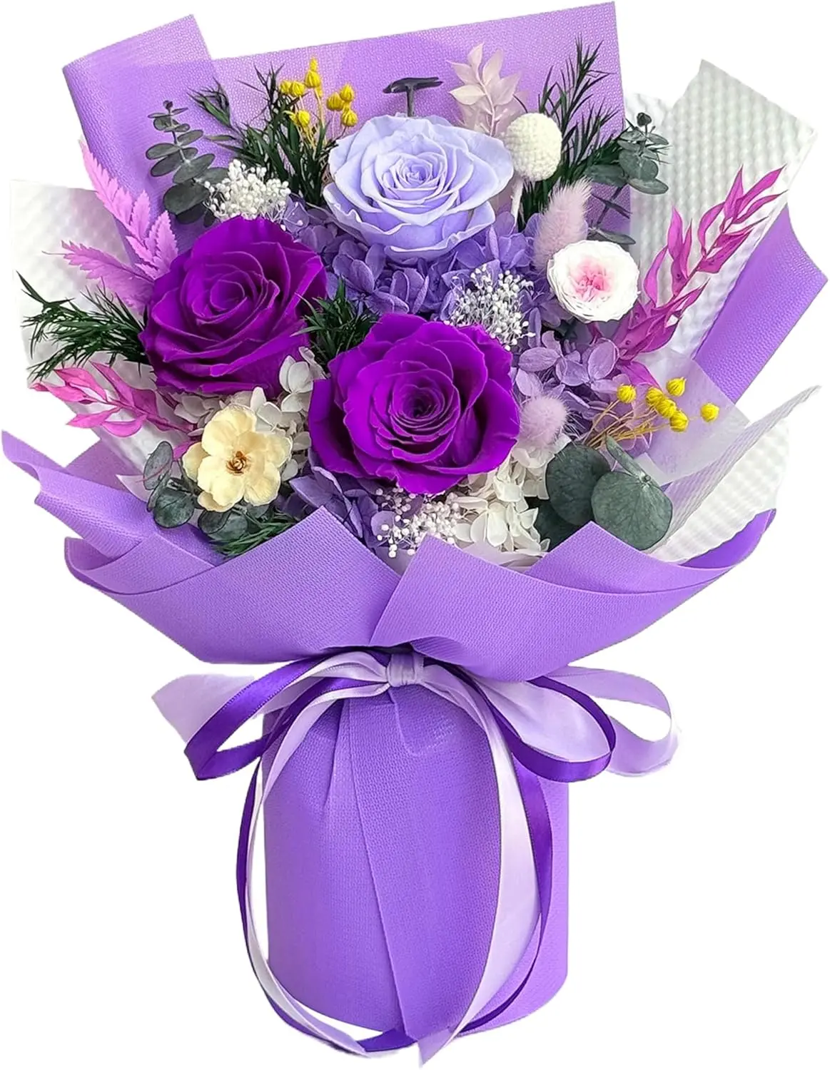 Vrioca Preserved Flower Bouquet - Home Decor Artificial Floral Arrangement, Birthday Gift for Women Mom