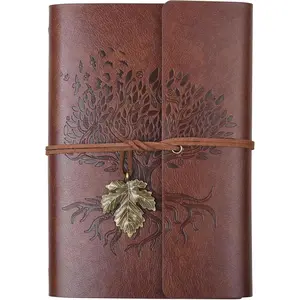 Billtigif PU Leather Journal Notebook, Refillable Travel Writing Journals Diary, Gifts for Women, Men, Teen Girls and Boys, 100GSM Lined Paper,160 Pages(Brown, A6 5.1" X 7.2")