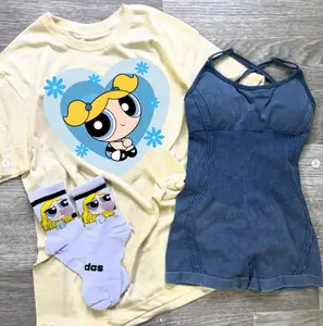 [Only T-shirt] Cute #Powerpuff Bubbles Girls Gym Shirt, Animation Character T-Shirt, Girl Power Tees, Hero Girl Gift Shirt, #Powerpuff Girls Merch, Cotton Shirt