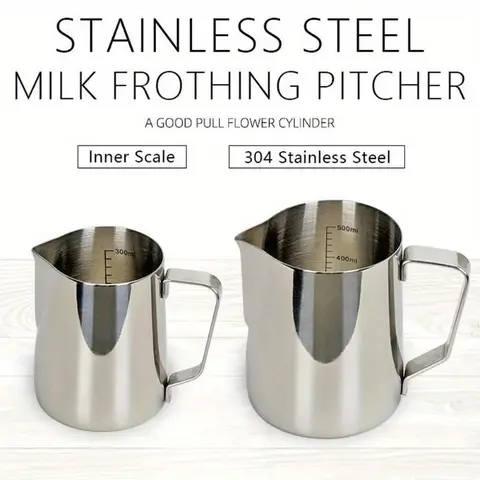 Coffee Milk Frothing Jug Latte Art Milk Frother Pitcher Stainless Steel Measuring Measurement Jug Espresso Barista Tool Coffee Accessories Kitchenware Container Home Coffee Tools