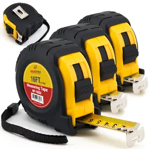 Retractable Tape Measure 16ft with Precision (1/32"/1mm) – 3 Pack Heavy Duty, Sturdy & Easy Read Measuring Tape with Thick Rubber Jacket Grip & 25mm Width Smooth Sliding Tape Blade