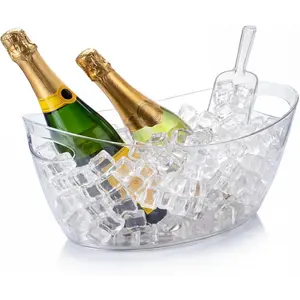 Clear Acrylic Ice Buckets Large Champagne Drink Cooler Storage Ice Tub with Scoops for Beer Cocktails Wine Beverage Home Parties Bar Cooling Supplies