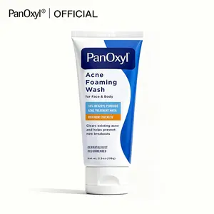 [PanOxyl official] Acne Foaming Face Wash with 10% Benzoyl Peroxide Maximum Strength Antibacterial Solution for Clear Healthier Skin 5.5 oz 156g Pimple Cleanser