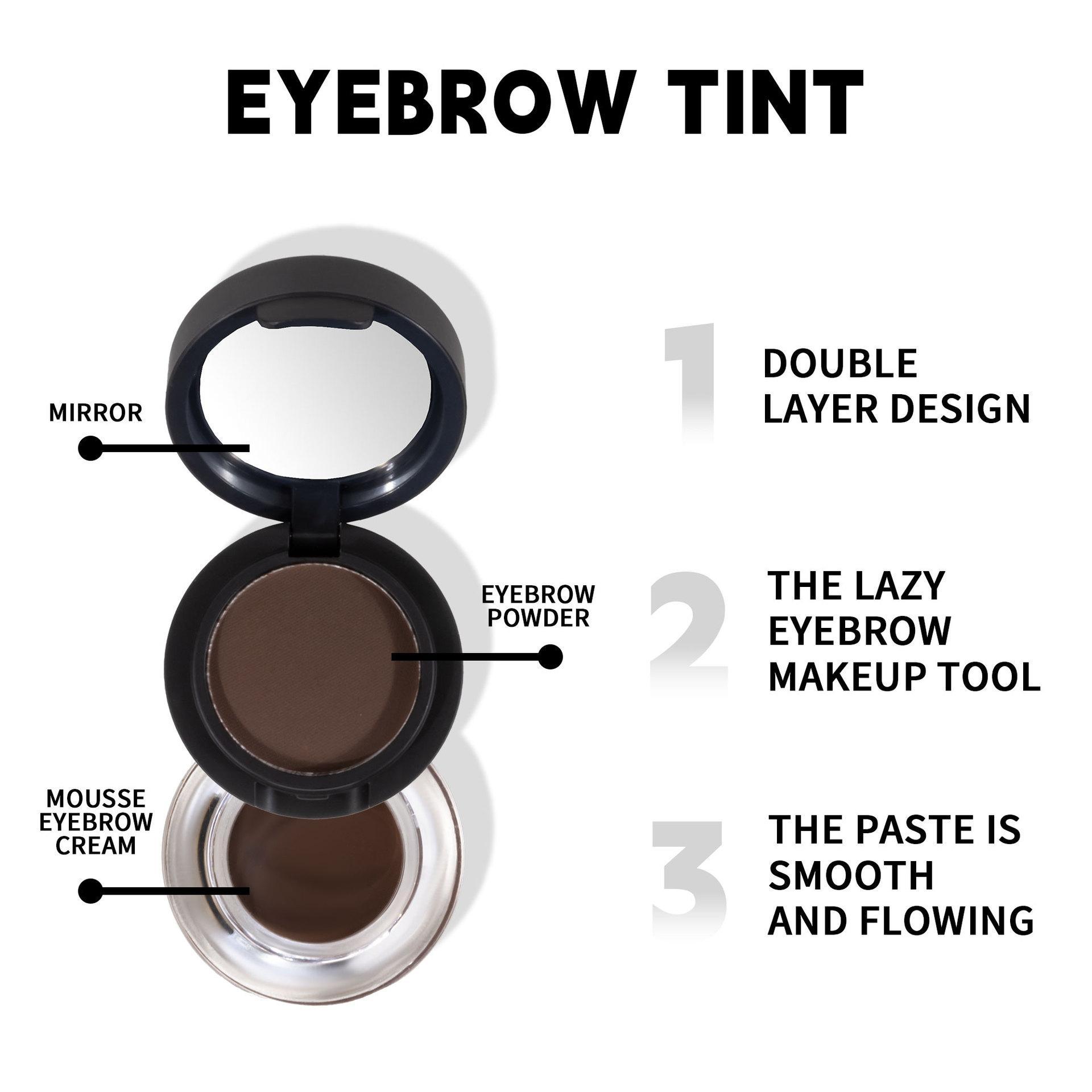 Dual Layer Brow Powder & Gel Set with Brush | Long-Lasting Natural 3D Eyebrow Makeup | Easy to Apply for Daily Use
