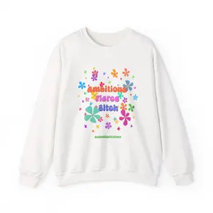 Ambitious Fierce Bitch 70s Style Floral Unisex Sweatshirt, Bold Statement Jumper, Retro Crewneck Top, Vintage Flower Power Pullover, Groovy