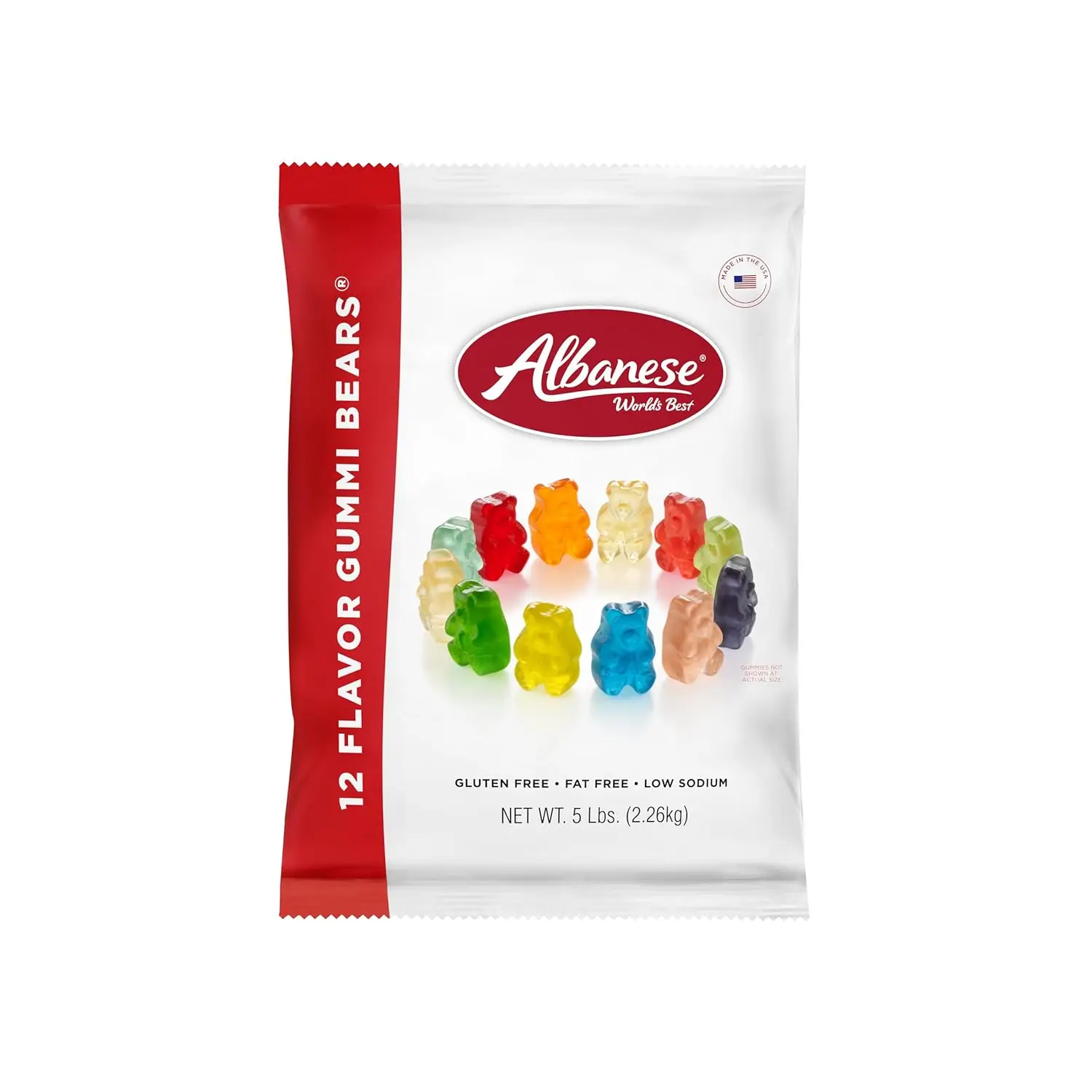 Albanese World's Best 12 Flavor Gummi Bears 5lb Bag | Soft & Chewy Assorted Fruit Gummies | Gluten Free, Fat Free Candy Snack
