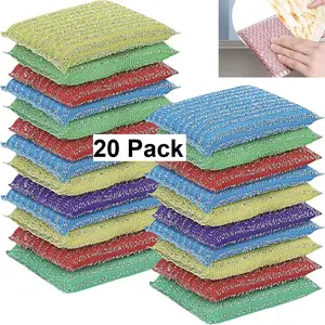 20 Pack Sponges For Kitchen - Non-Scratch Scrubbers For Cleaning Dishes - Best Dish Sponge Scrub Pads For Dishwashing & Washing - Household Scrubber Supplies & Tools For Pots, Pans, And Sink