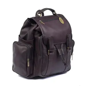 212 MAIN Claire Chase 329E-Cafe Uptown Jumbo Unisex Cowhide Leather Casual Travel Backpack - Functional, Magnetic Straps, Multiple Compartments, Secure Closure, Zipper Locks, Laptop Compatibility