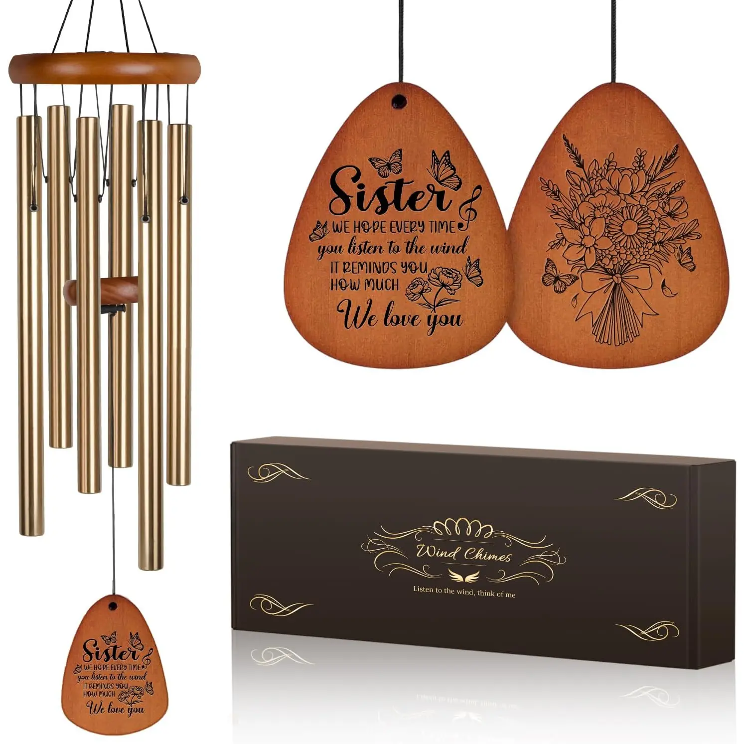 Sister Gifts for Christmas,Nana 32" Wind Chimes for Grandma Birthday Gift, Bereavement Gifts, Windchimes in Memory of Nana